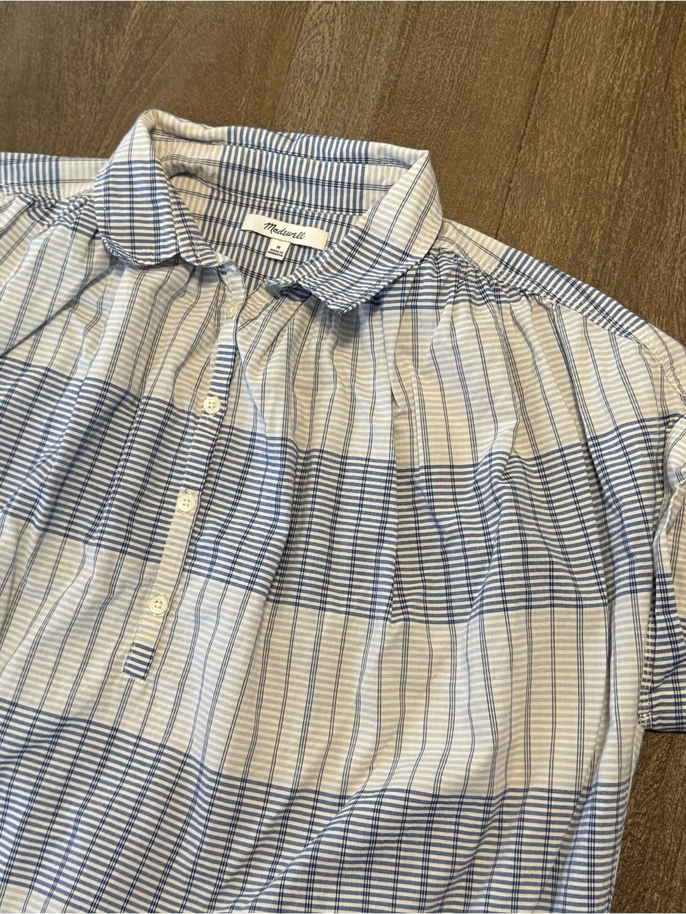Madewell Women’s Short Sleeve Blouse Blue Striped Size Medium
